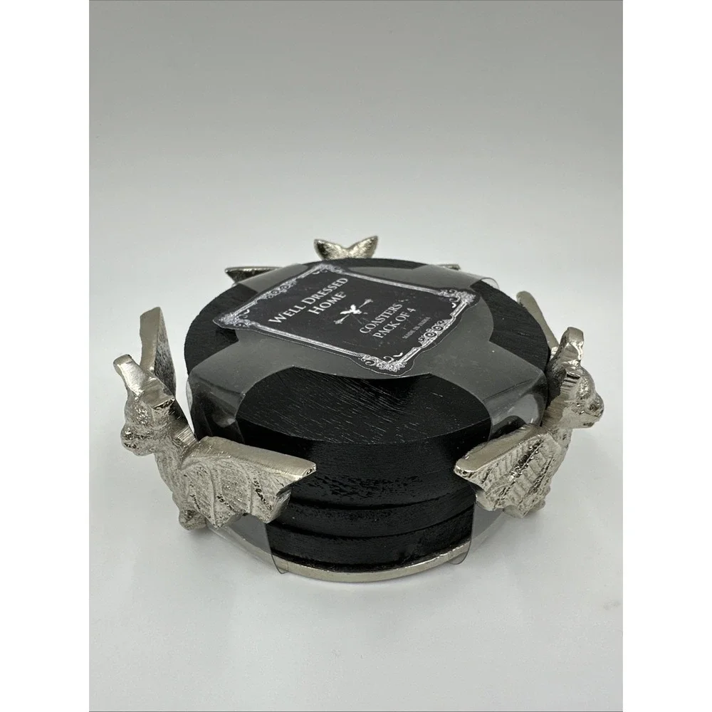 Well Dressed Home Bat Coaster Set of 4 Gothic Home Halloween Drink Rest